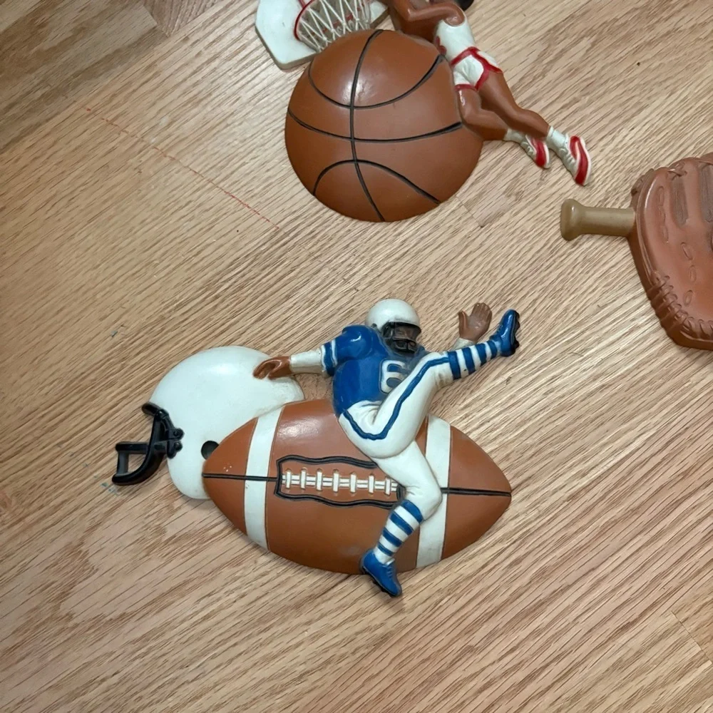 Vintage Burwood Homco Basketball Baseball Football Wall Accents Decor Plaques